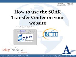 How to use the SOAR Transfer Center on your website