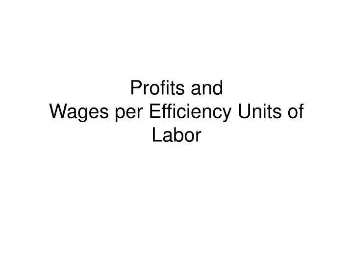 profits and wages per efficiency units of labor