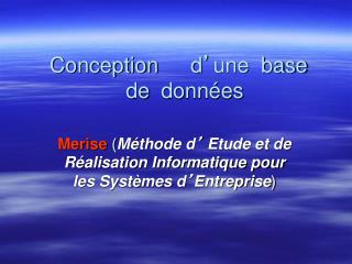 conception d une base de donn es