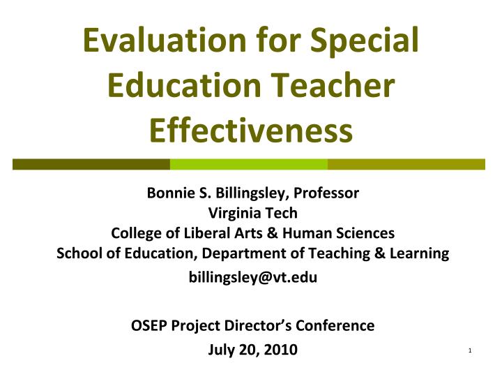 evaluation for special education teacher effectiveness