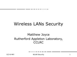 Wireless LANs Security