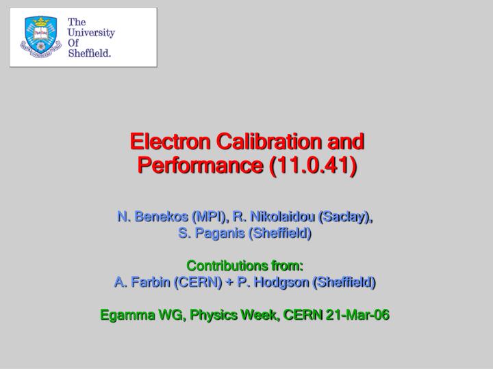 electron calibration and performance 11 0 41