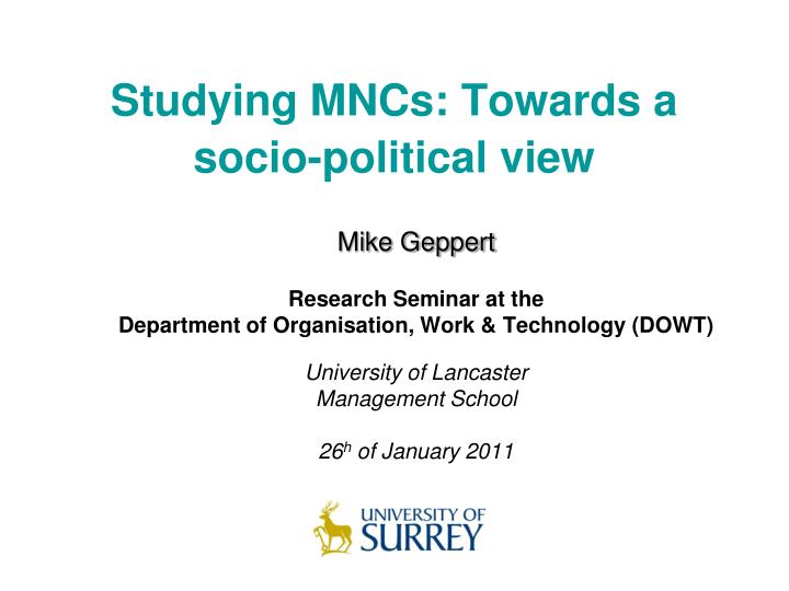 studying mncs towards a socio political view