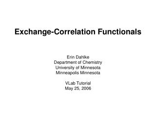 Exchange-Correlation Functionals