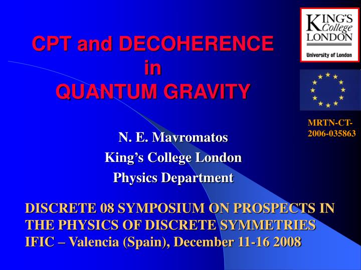 cpt and decoherence in quantum gravity