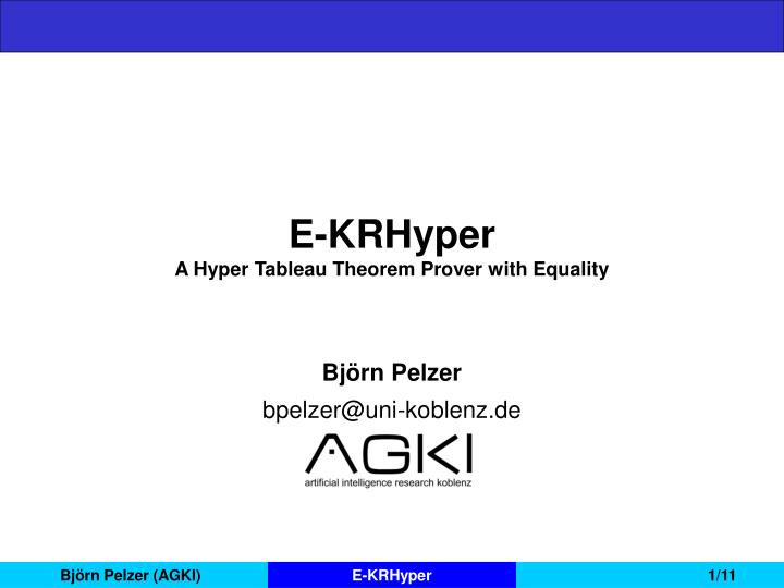e krhyper a hyper tableau theorem prover with equality
