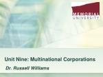 Unit Nine: Multinational Corporations