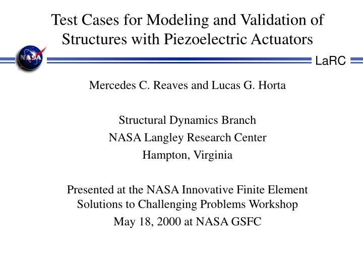 test cases for modeling and validation of structures with piezoelectric actuators