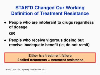 STAR*D Changed Our Working Definition of Treatment Resistance
