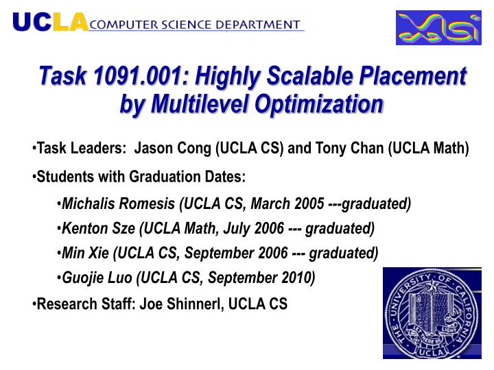 task 1091 001 highly scalable placement by multilevel optimization