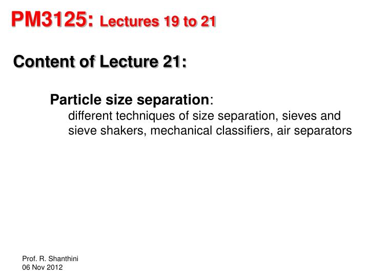 pm3125 lectures 19 to 21