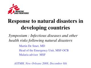 Response to natural disasters in developing countries