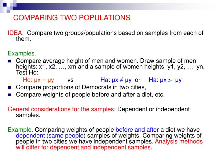 comparing two populations