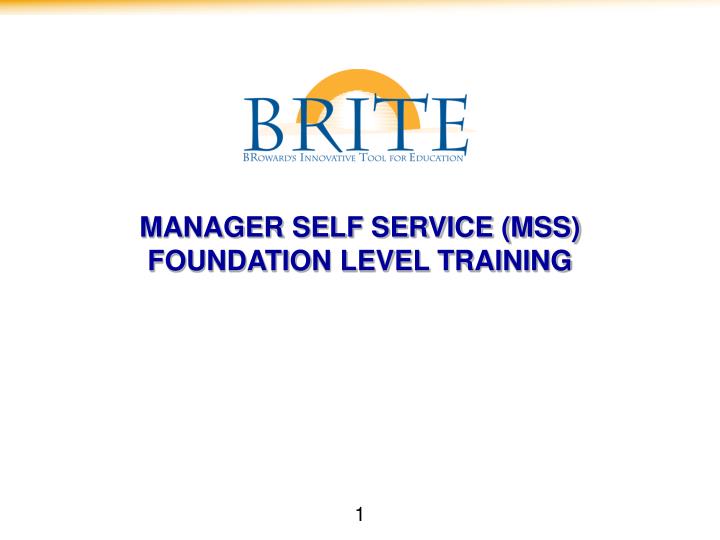 manager self service mss foundation level training