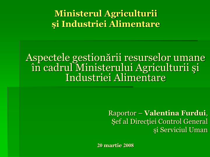 ministerul agriculturii i industriei alimentare