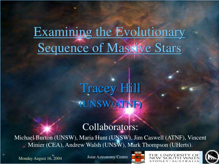 examining the evolutionary sequence of massive stars