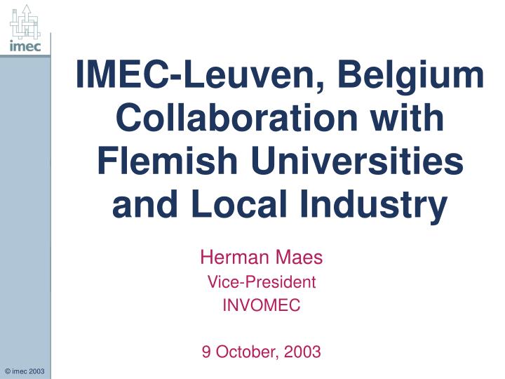 imec leuven belgium collaboration with flemish universities and local industry