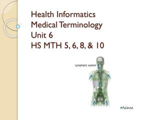 Health Informatics Medical Terminology Unit 6 HS MTH 5, 6, 8, &amp; 10