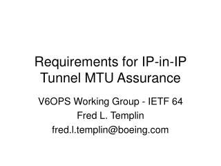 Requirements for IP-in-IP Tunnel MTU Assurance