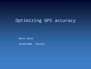 Optimizing GPS accuracy