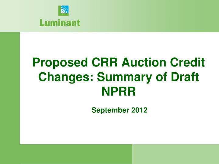 proposed crr auction credit changes summary of draft nprr