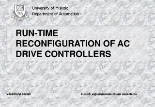RUN-TIME RECONFIGURATION OF AC DRIVE CONTROLLERS