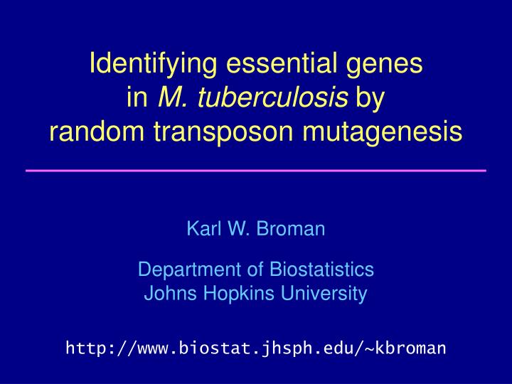 identifying essential genes in m tuberculosis by random transposon mutagenesis