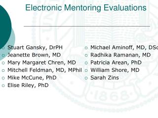 Electronic Mentoring Evaluations