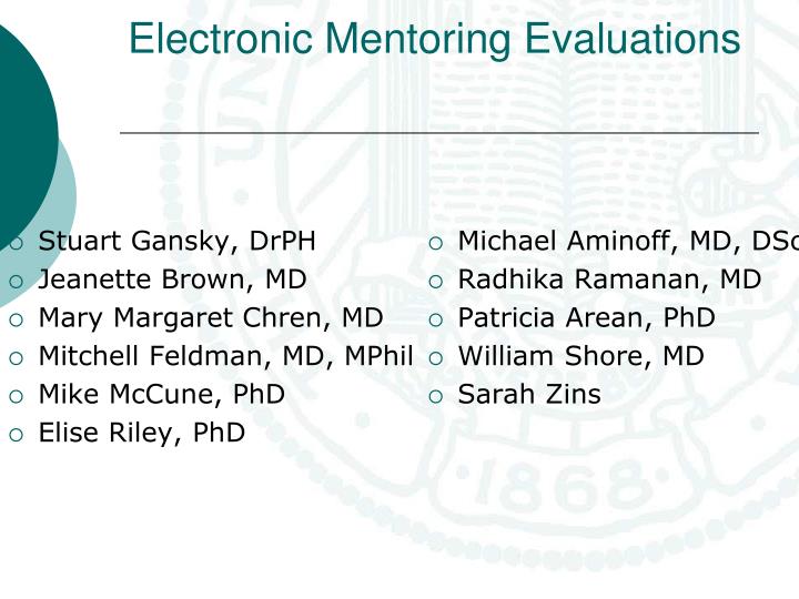 electronic mentoring evaluations