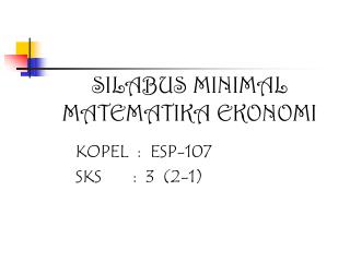 silabus minimal matematika ekonomi