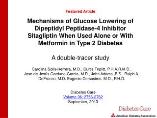 Mechanisms of Glucose Lowering of Dipeptidyl Peptidase-4 Inhibitor