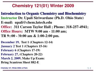 Chemistry 121(01) Winter 2009