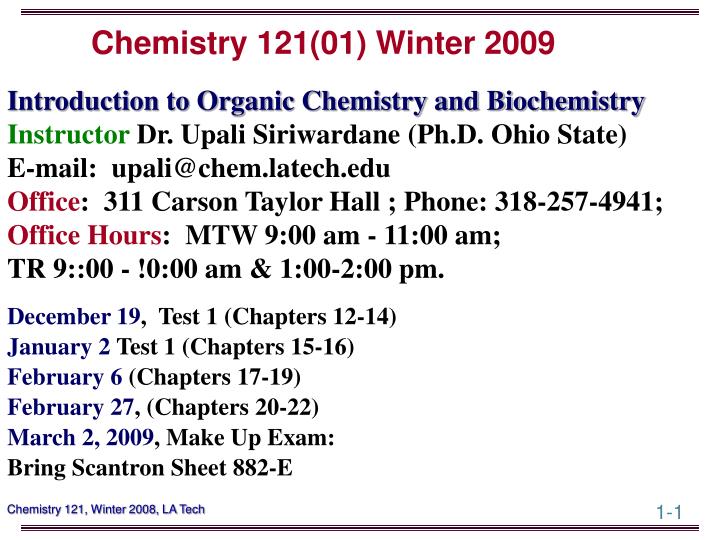 chemistry 121 01 winter 2009