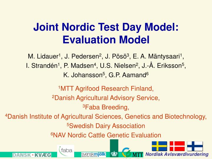 joint nordic test day model evaluation model