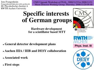 Specific interests of German groups