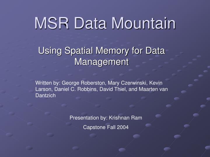 msr data mountain