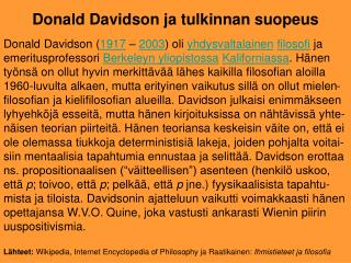 donald davidson ja tulkinnan suopeus