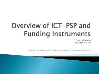 Overview of ICT-PSP and Funding Instruments
