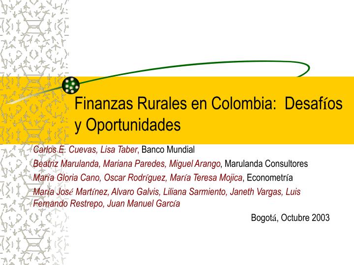 finanzas rurales en colombia desaf os y oportunidades