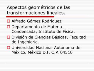 aspectos geom tricos de las transformaciones lineales