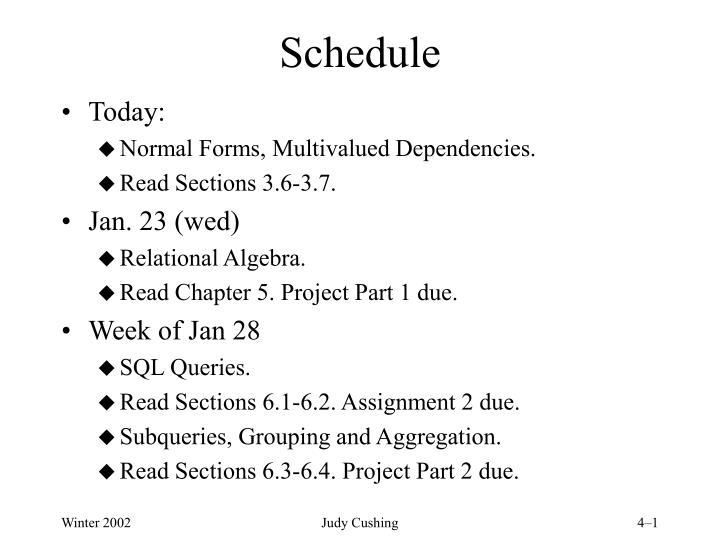 schedule