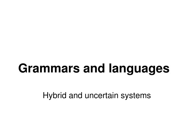 grammars and languages