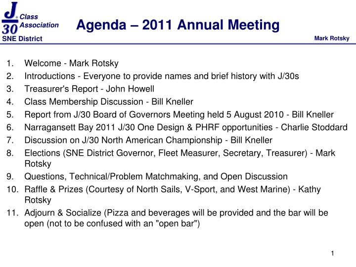 agenda 2011 annual meeting