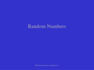 Random Numbers