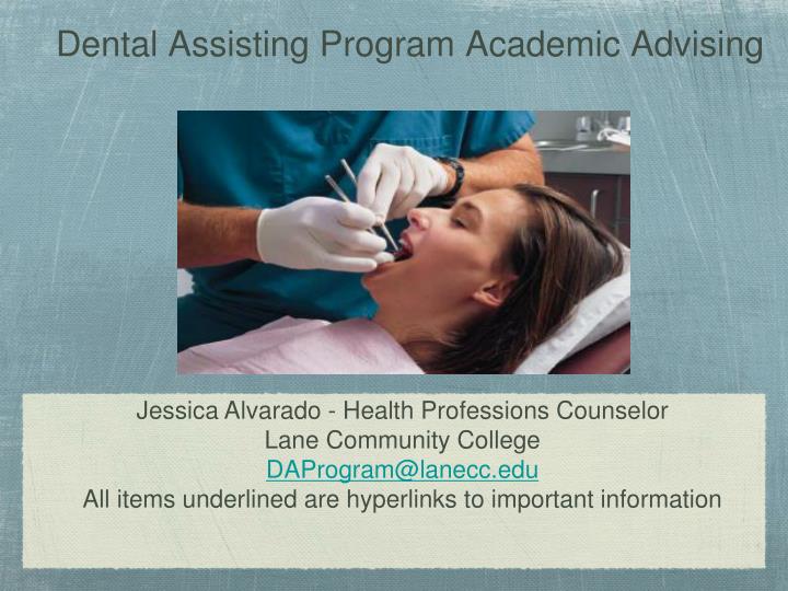 dental assisting program academic advising