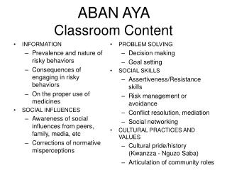 ABAN AYA Classroom Content