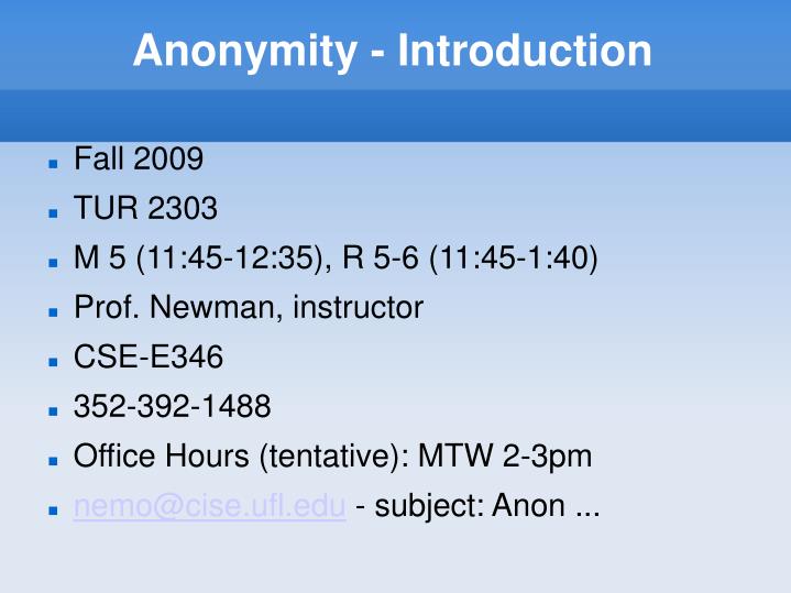 anonymity introduction