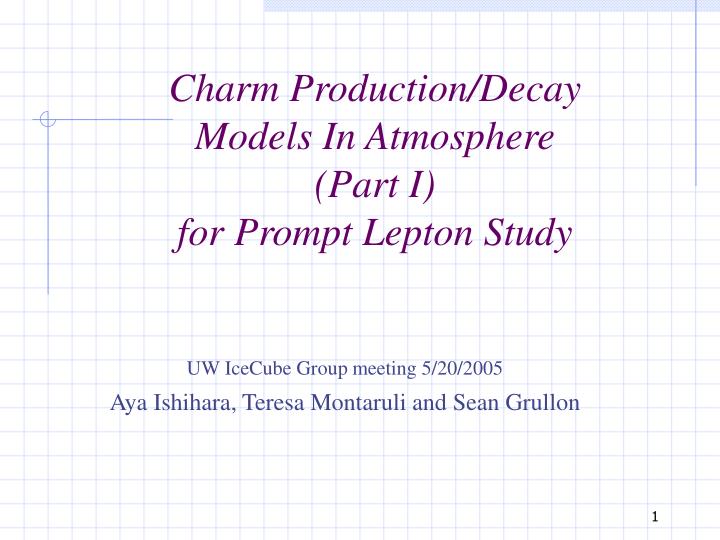 charm production decay models in atmosphere part i for prompt lepton study