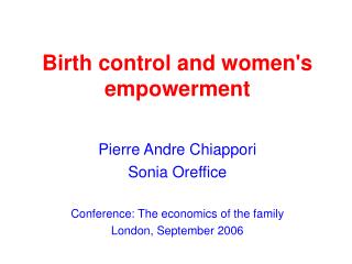 Birth control and women's empowerment