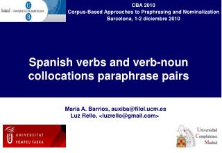 Spanish verbs and verb-noun collocations paraphrase pairs